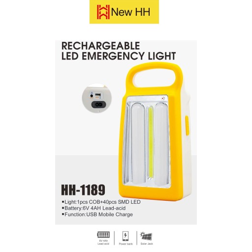 لايت شمعتين باتري كبير اصلي New HH Rechargeable LED Emergency Light