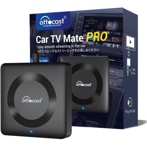جهاز OTTOCAST Autocast Car TV Mate Pro TV Mate مزود بمخرج HDMI للتوصيل بأجهزة التلفزيون اللاسلكية. OTTOCAST Autocast Car TV Mate Pro TV Mate HDMI Output Connects to TV Sticks, Screen Casters, DVDs, etc., Wireless, CarPlay