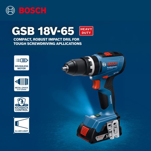 دريل شحن بوش 65 نيوتن كامل مع سيفتي اوتو ستوب GSB 18V-65