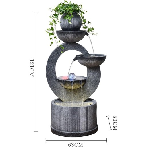 نافورة مياه داخلية مودرن مصنوعة من الريزين بتأثير الحجر الرمادي freestanding gray stone