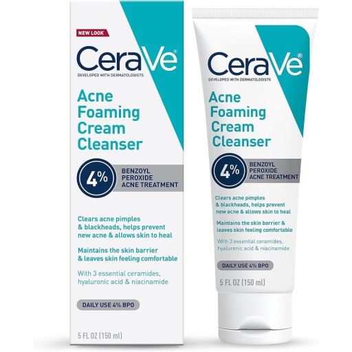 CeraVe Acne Foaming Cream Wash 10% Benzoyl Peroxide - Face & Body