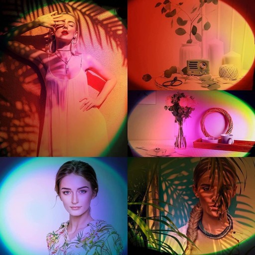 مصباح إسقاط ضوء الغروب الذكي بروجكتر RGB ملون (Sunset Lamp) Smart RGB Sunset Projection Lamp with App & Remote Control