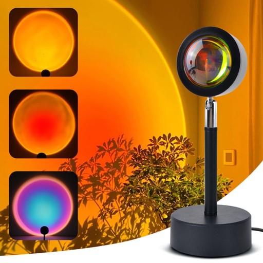 مصباح إسقاط ضوء الغروب الذكي بروجكتر RGB ملون (Sunset Lamp) Smart RGB Sunset Projection Lamp with App & Remote Control