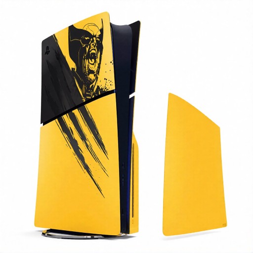 أغطية جهاز بلايستيشن 5 سليم - إصدار محدود أصفر وأسود مارفل وولفرين (Marvel's Wolverine Battle Yellow) PlayStation 5 Slim Console Covers – Marvel's Wolverine Battle Yellow Limited Edition