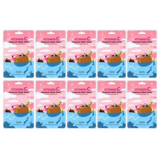 سيت 10 ماسكات كورية أمبول فيتامين سي بخلاصة الكيوي 25 مل Vitamin C Ampoule Mask Sheet with Kiwi Extract 25mlSet 10 pcs