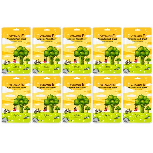 سيت 10 ماسكات كوري أمبول فيتامين E قطني Esfolio 25 مل set 10 pcs Esfolio Vitamin E Ampoule Sheet Mask 1 x 25ml