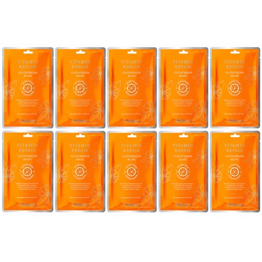 سيت 10 ماسكات كوري قطني للوجه اشومي ضد التصبغات بالغلوثاثيون 23 مل Set 10 pcs Eshumi Glutathione Brightening & Anti-Pigmentation Facial Sheet Mask 23