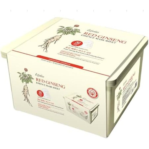 30 ماسك كوري قطني من إيسفوليو بالجنسنغ الأحمر لمكافحة الشيخوخة - 30 قطعة Esfolio Red Ginseng Anti-Aging Sheet Masks - 30 PCS