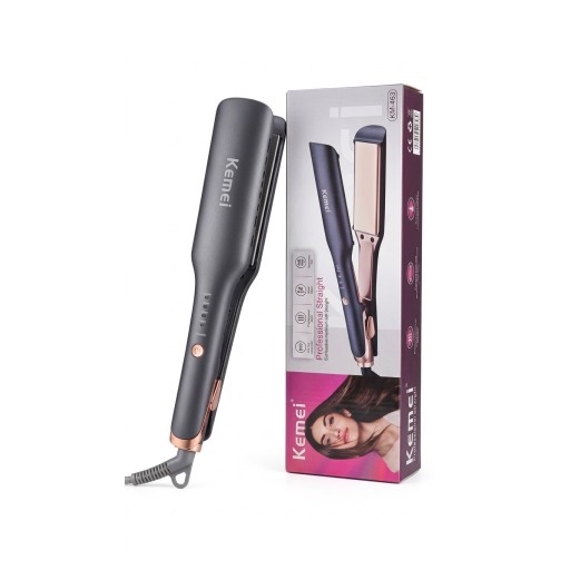 كاوية ومملس الشعر الاحترافي بتصميم عريض وأنيق من كيمي (Kemei Professional Hair Straightener - KM-463) Kemei Professional Straight Hair Straightener with Wide Plates (Model: KM-463)