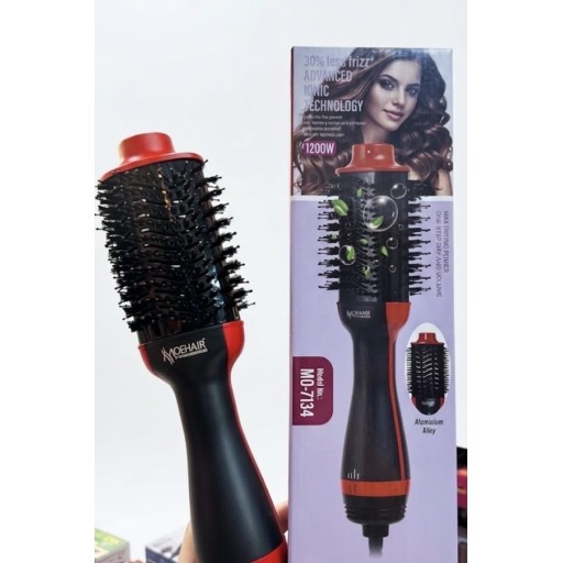 فرشاة وجهاز تصفيف وتجفيف الشعر الاحترافي بتقنية الأيونات بقوة 1200 واط من موهاير (MOEHAIR Professional Hair -) MOEHAIR MO-7134 Professional Hair Styler & Dryer Brush with 1200W, Advanced Ionic Technology & Aluminum Alloy