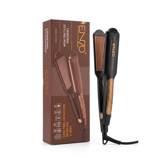 مكواة وجهاز تصفيف وتجعيد الشعر (كريمبينغ) الاحترافي بحرارة 1280°F من إنزو (ENZO Professional Crimping Styling Iron - EN-3801 ENZO Professional Crimping Styling Iron for Small Waves & Hair Curler with 1280°F Temperature (Model: EN-3801