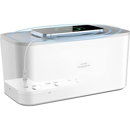 سيار كهرباء + شاحن وايرليس بقدرة 15 واط من لدنيو LDNIO 15W Wireless Charger + Power Strip Box