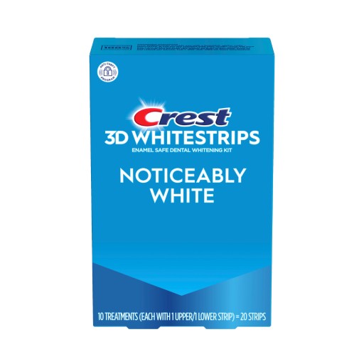 كريست 3D وايت ستريبس – شرائح تبييض الأسنان، 10 علاجات Crest 3D Whitestrips Noticeably White At-Home Teeth Whitening Kit, 10 Treatments,
