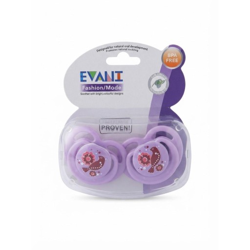 طقم مصاصات (مصاصة/لهاية) سيليكون للأطفال والرضع من EVANI مع علبة حفظ (قطعتان - وردي) EVANI Silicone Baby Soother & Pacifier Set with Storage Case (2 Pieces)