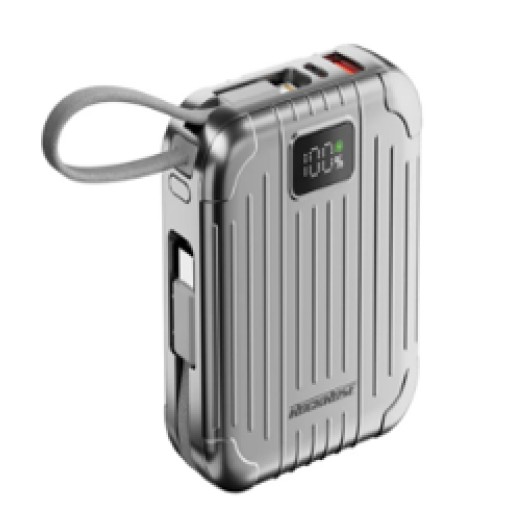 باور بانك RR محمول بسعة 10,000 مللي أمبير ويدعم الشحن السريع 20 واط PD – فضي RR 10000mAh 20W PD Portable Powerbank Silve