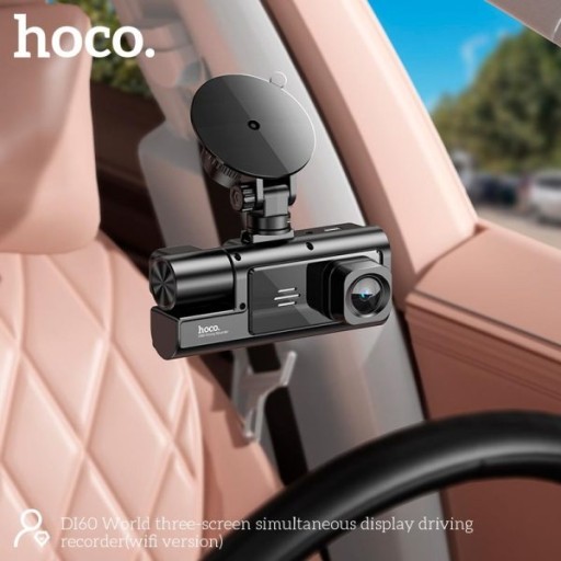 كاميرا داش كام Hoco DI60 بـ 3 كاميرات ضمان سنتين Hoco DI60 3-Channel Dash Cam – 3 Cameras – 2-Year Warranty