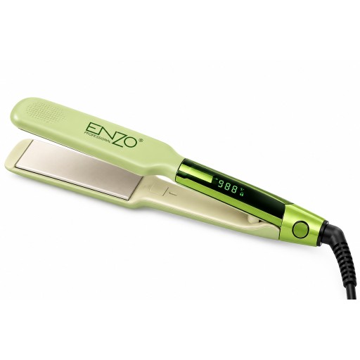 كاوية شعر ENZO Professional  بألواح تيتانيوم عريضة وتقنية Ionic مع سيروم ENZO Professional Hair Straightener with wide titanium plates and ionic technology, including serum.
