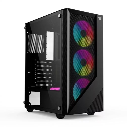 كيس حاسبة فانتك Fantech CG77 Mid-Tower – RGB أسود Fantech CG77 PC Case - Mid-Tower - RGB - Black
