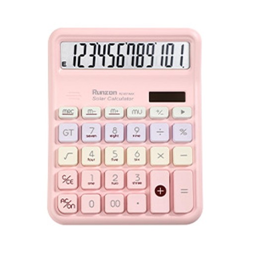 آلة حاسبة رونزون ميكانيكية وردية بشاشة كبيرة Ronzon Pink Mechanical Calculator with Large Display