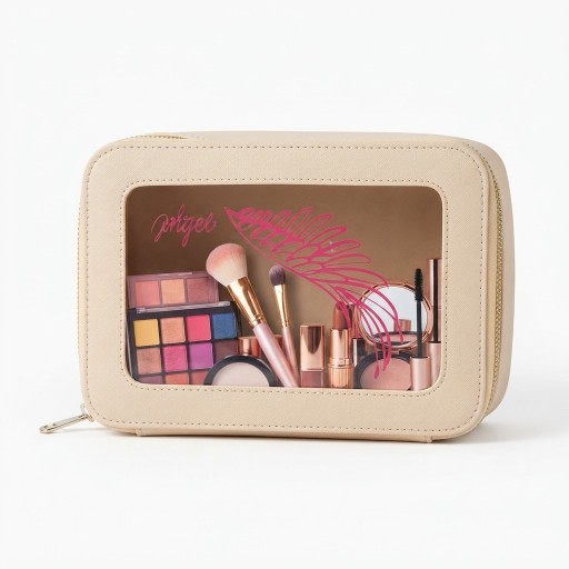 حقيبة مكياج Cacau Show بيج 22×14×6 سم Cacau Show Makeup Bag, Beige, 22 x 14 x 6 cm