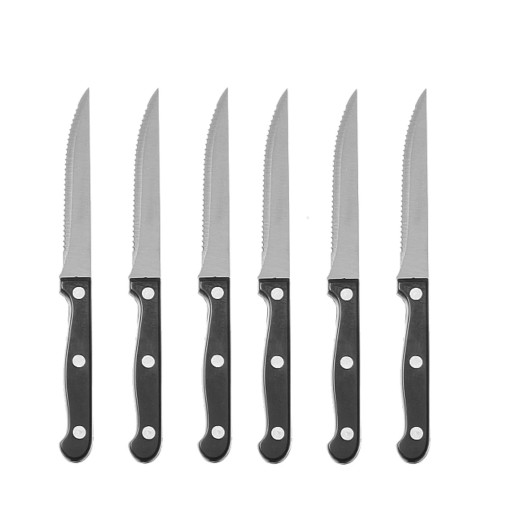 طقم سكاكين لحم ماركة هندي 6 قطع سوداء مسننة Hindi Brand 6-Piece Black Serrated Steak Knife Set