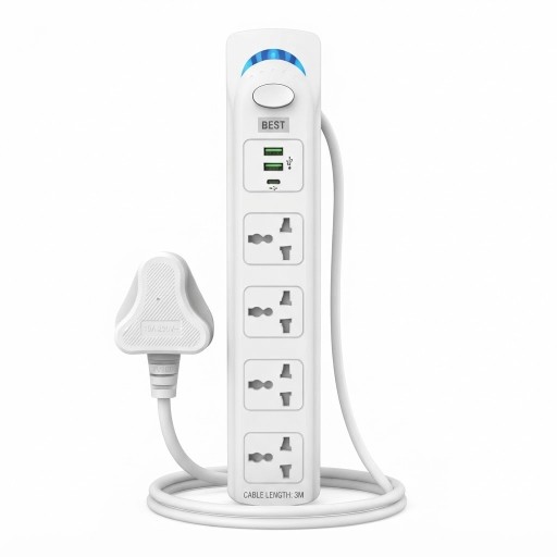 سيار طاقة BEST بقدرة 1700 واط وطول 3m للاستخدام المنزلي BEST 1700W Power Strip (3m) for Home Use