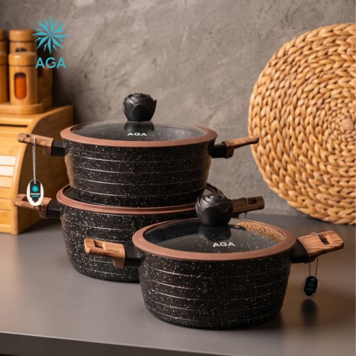 سيت قدر كرانيت 3 ق ماركة AGA AGA Granite Pot 3 Pieces