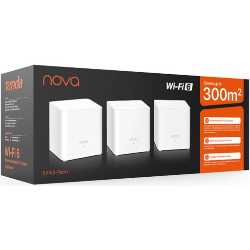 نظام Tenda EX3 AX1500 Mesh Wi-Fi 6 – ثلاث قطع Tenda EX3 3-Pack AX1500 Whole Home Mesh Wi-Fi 6 System