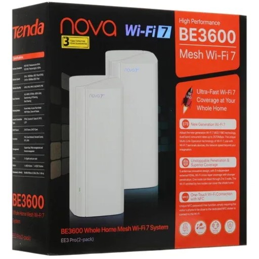 نظام Tenda EE3 Pro BE3600 Mesh Wi-Fi 7 – قطعتان Tenda EE3 Pro 2-Pack BE3600 Whole Home Mesh Wi-Fi 7 System