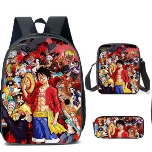 طقم حقيبة مدرسية بتصميم أنمي "ون بيس" (One Piece) One Piece Anime School Bag Set (3-Piece Set)