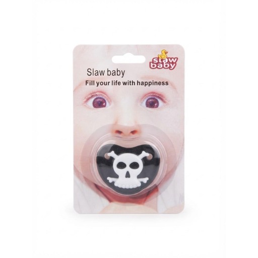مصاصة (لهاية) سيليكون للأطفال بتصميم جمجمة وقراصنة من Slaw baby (أسود وأبيض) Slaw baby Silicone Skull Design Baby Pacifier & Soother (Black & White)