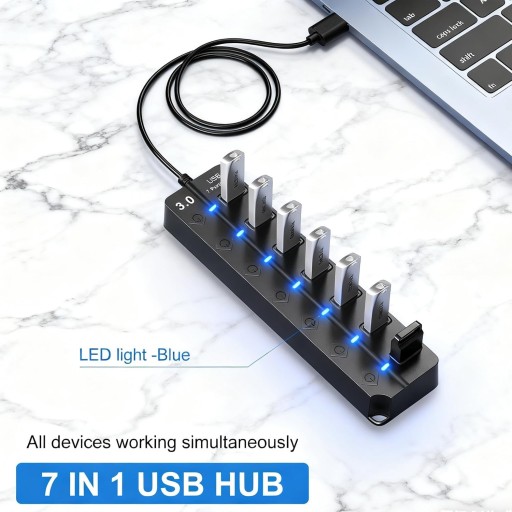 موزع USB سباعي المنافذ 7-Port USB Hub