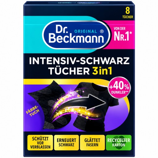 مناديل د. بيكمان لتجديد وحماية الملابس السوداء 3 في 1 Dr. Beckmann Intensiv-Schwarz Tücher 3in1