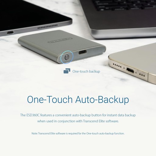 وحدة تخزين خارجي محمول اس اس دي 2 تيرا بايت ranscend ESD360C 2TB External SSD, USB 3.2 Gen 2 (20Gbps), Up to 2,000MB/s, Portable SSD with USB-C Cable