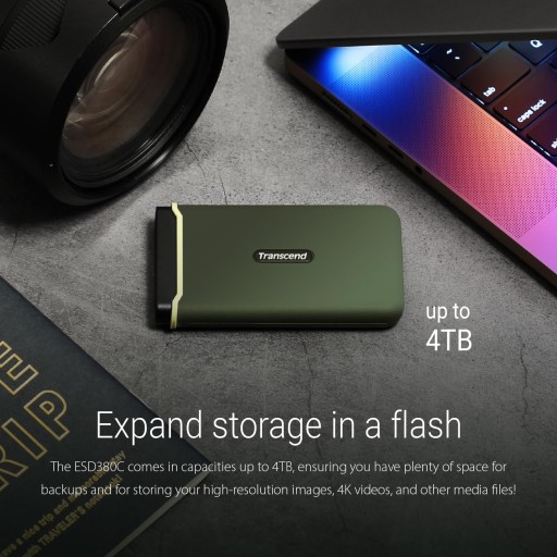 وحدة تخزين خارجي محمول اس اس دي 2 تيرا بايت Transcend ESD380C 2TB External SSD, USB 3.2 Gen 2 (20Gbps), Up to 2,000MB/s, Portable SSD with USB-C Cable