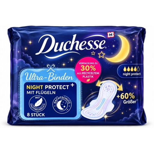 فوط صحية دوتشيس ألترا نايت بروتكت بلس مع أجنحة Duchesse Ultra-Binden Night Protect+ mit Flügeln