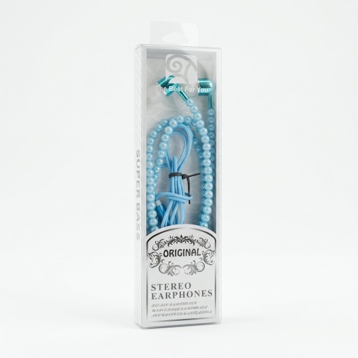 سماعة أذن ستيريو فاخرة بتصميم الخرز اللؤلؤي الملكي Luxury stereo earphones with a royal pearl bead design