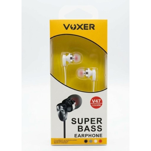 سماعة أذن سلكية Voxer V47 احترافية بصوت خارق Super Bass وميكروفون مدمج Voxer V47 Super Bass In-Ear Wired Earphones with Built-in Microphone