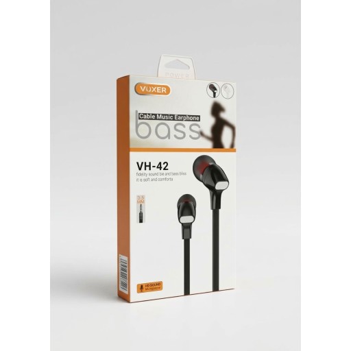 سماعة أذن سلكية Voxer VH-42 بصوت نقّي وبيس قوي جداً مع ميكروفون HD Voxer VH-42 In-Ear Wired Music Earphone with Pure Bass & HD Mic