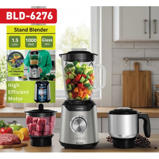 خلاط كهربائي نيوال سعة 1.5 لتر مع وعاء زجاجي بقوة 1000 واط Newal 1.5L Stand Blender 1000W with Glass Jar