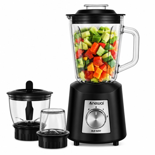 خلاط كهربائي نيوال ثلاثي الوظائف مع وعاء زجاجي سعة 1.5 لتر Newal 3-in-1 Stand Blender 600W with Glass Jar
