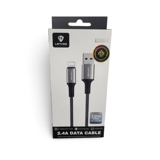 كابل الشحن السريع ونقل البيانات المضفر LENYES LC565 Braided iPhone Charging & Data Cable (USB to Lightning - 1M)