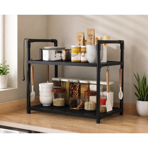 رف مطبخ فولاذي طابقين موديل YX9122-2 Two-Tier Stainless Steel Kitchen Rack YX9122-2