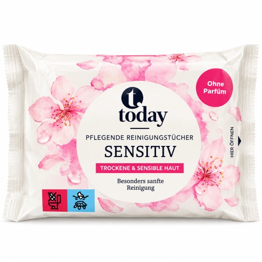 مناديل تنظيف وعناية للبشرة الحساسة Today Sensitive Today Sensitive Caring Cleansing Wipes
