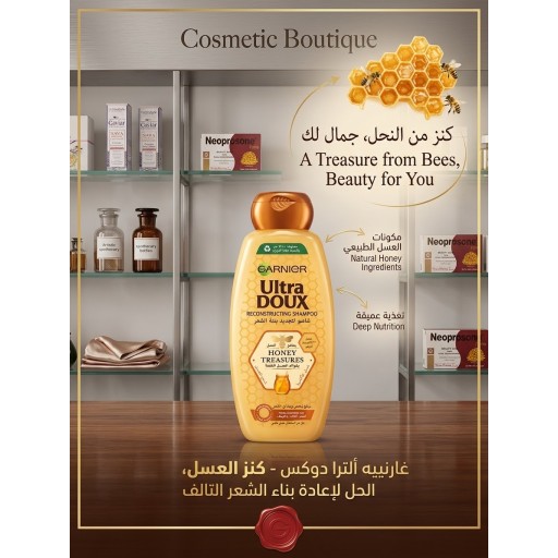 مجموعة شامبو غارنييه الترا دو للعناية بالشعر (بزيت الأفوكادو وزبدة الشيا / بفوائد العسل القيمة) Garnier Ultra Doux Shampoo Collection (Avocado Oil & Shea Butter / Honey Treasures)