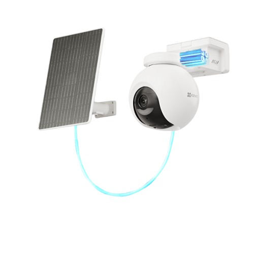 طقم كاميرا مراقبة خارجية متحركة EZVIZ CB8 بدقة 4K تعمل بالبطارية مع لوح طاقة شمسية (موديل CS-CB8-R200(4K)/SP) EZVIZ CB8 4K Outdoor Pan & Tilt Battery Security Camera Kit with Solar Panel (Model CS-CB8-R200(4K)/SP)