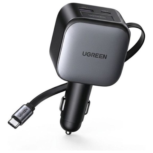 شاحن سيارة سريع UGREEN بقدرة 60 واط مع كابل قابل للسحب UGREEN 60W Fast Car Charger with Retractable Cable