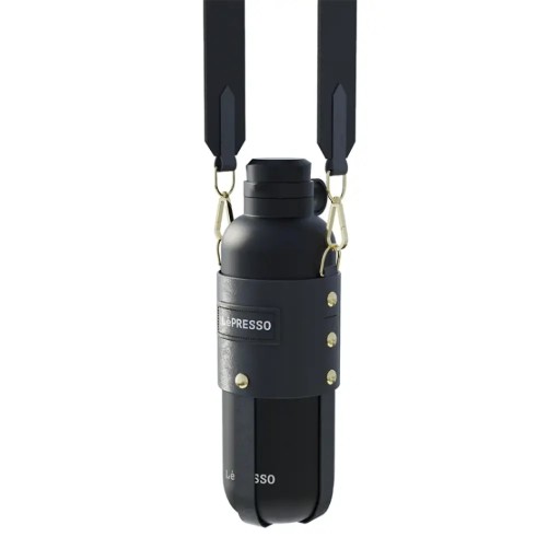 مطارة ماء حافظة للحرارة ليبراسو ثيرماتريل بسعة 650 مل مع حزام جلدي LePresso ThermaTrail 650mL Stainless Steel Thermos Bottle with Crossbody Strap