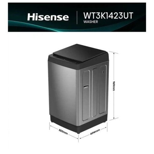 غسالة فتحة علوية هايسنس - 14 كجم - WT3K1423UT - رمادي تيتانيوم Tob Looder Hisense 14KG full Option