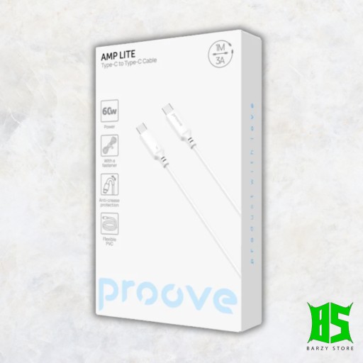 كابل بروف أمب لايت من تايب سي إلى تايب سي بقوة 60 واط وطول 1 متر Proove Amp Lite Type-C to Type-C 60W 1m Cable